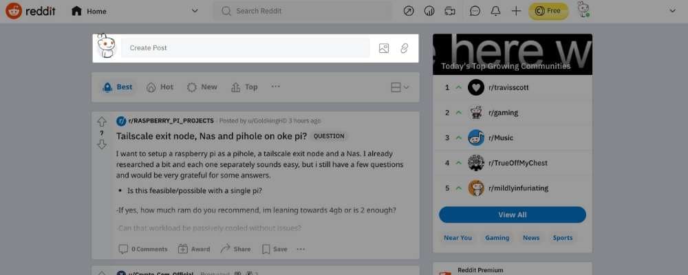 create a post on reddit