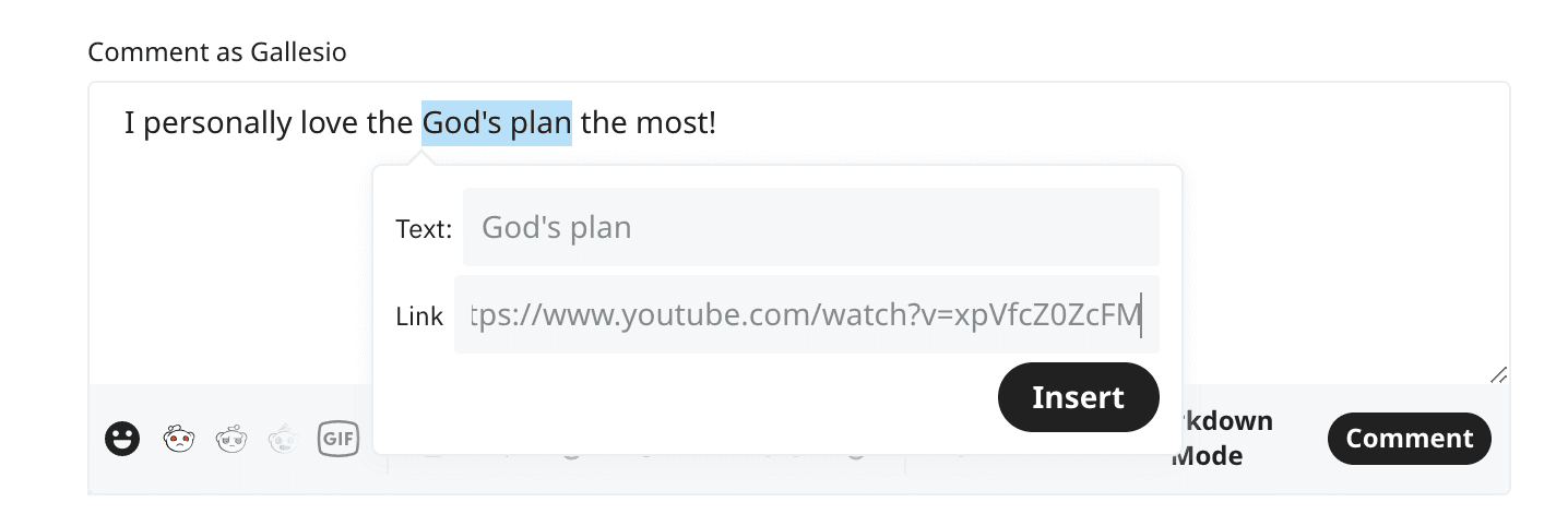 url in comment