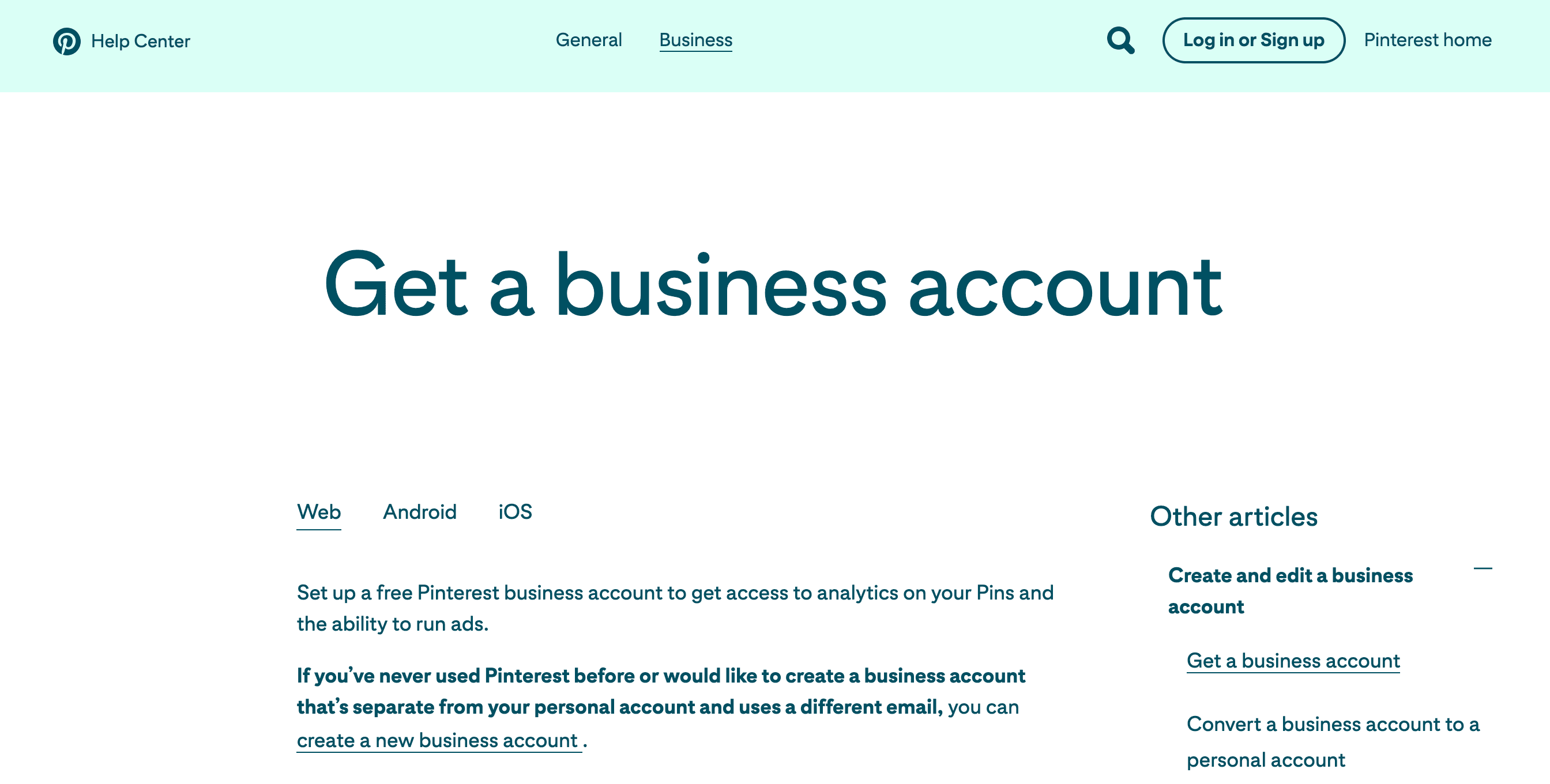 pinterest business account