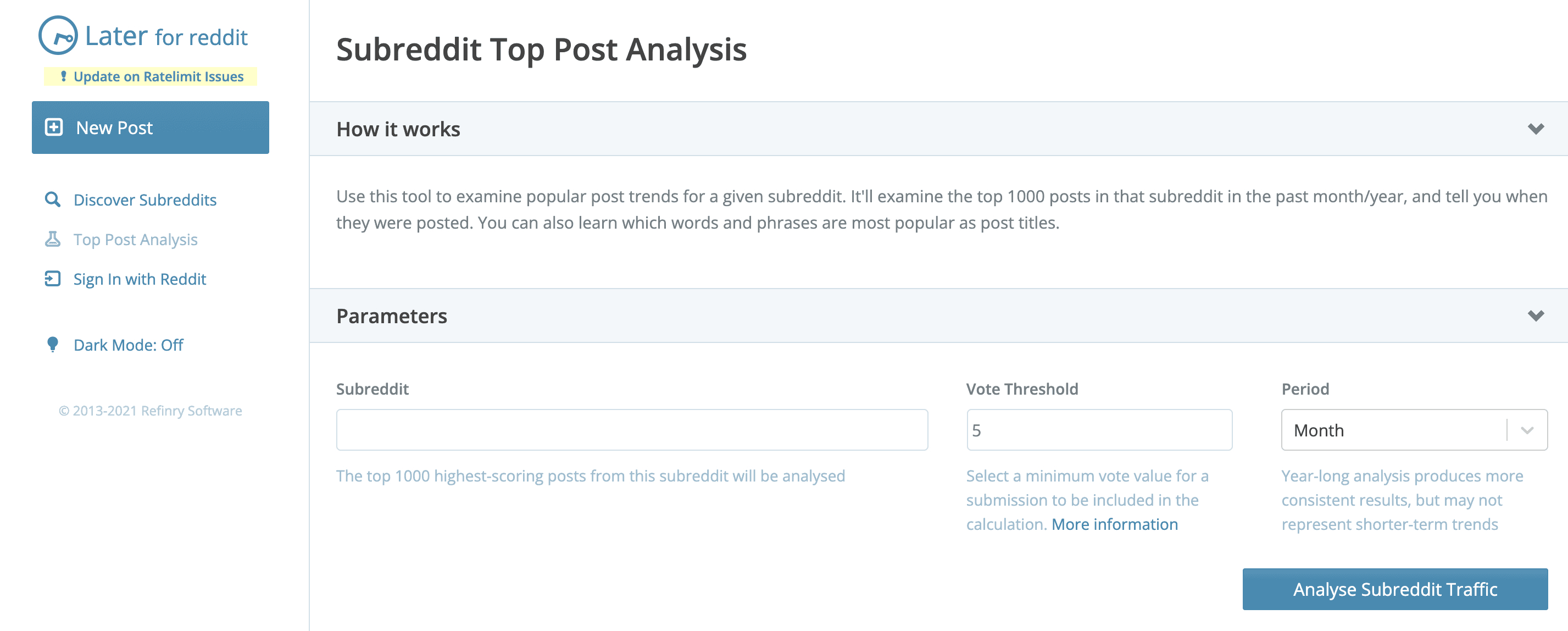 analyze subreddit traffic