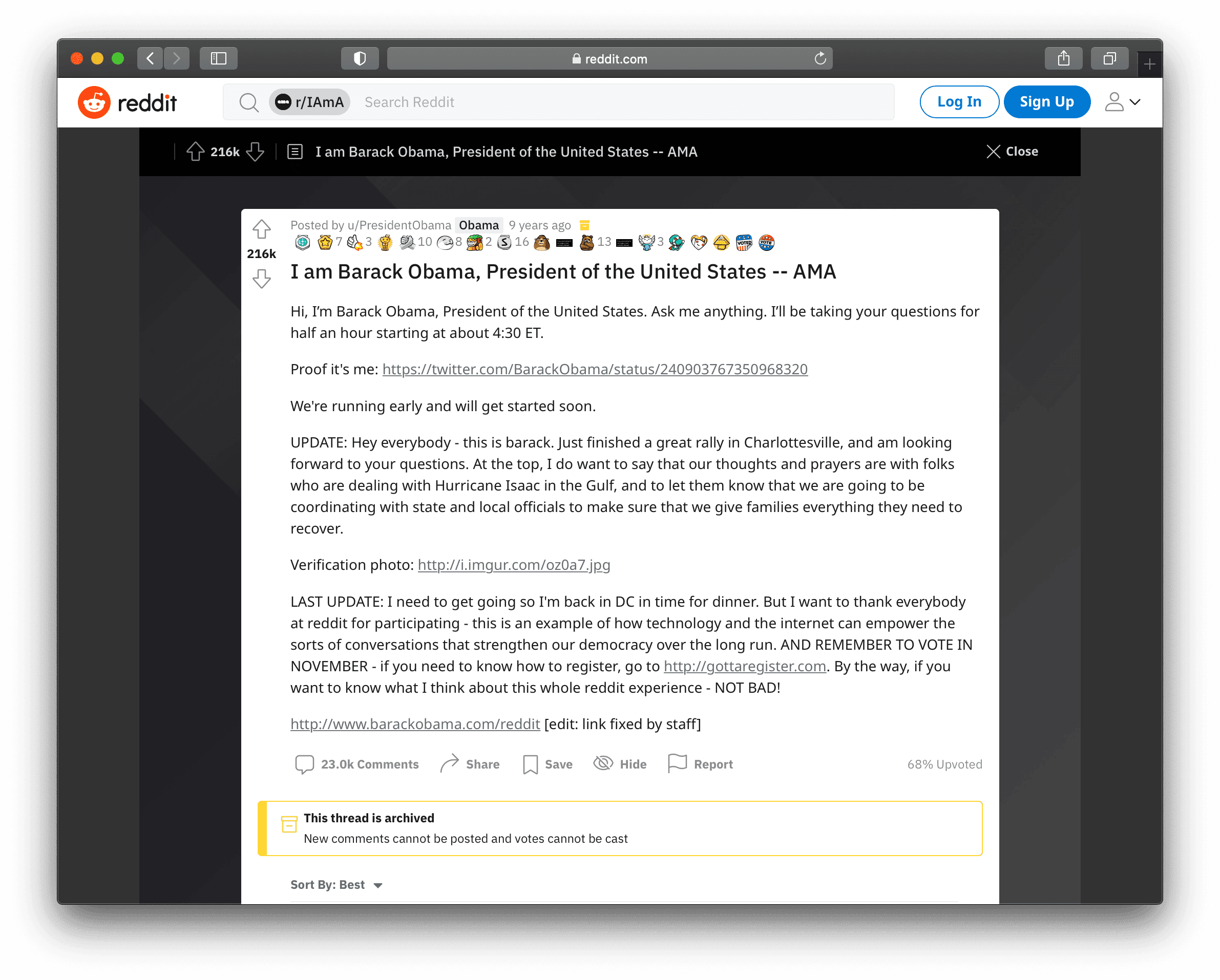 Obama's AMA on Reddit