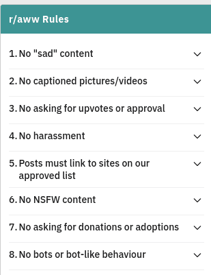 r/aww subreddit rules