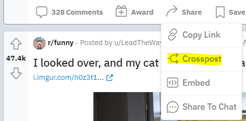how to crosspost content on reddit
