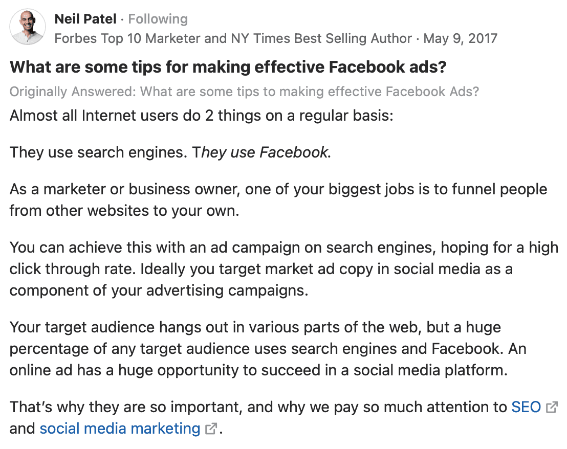 quora content strategy