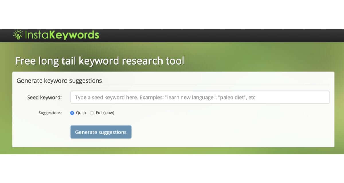 instakeywords keyword research tool