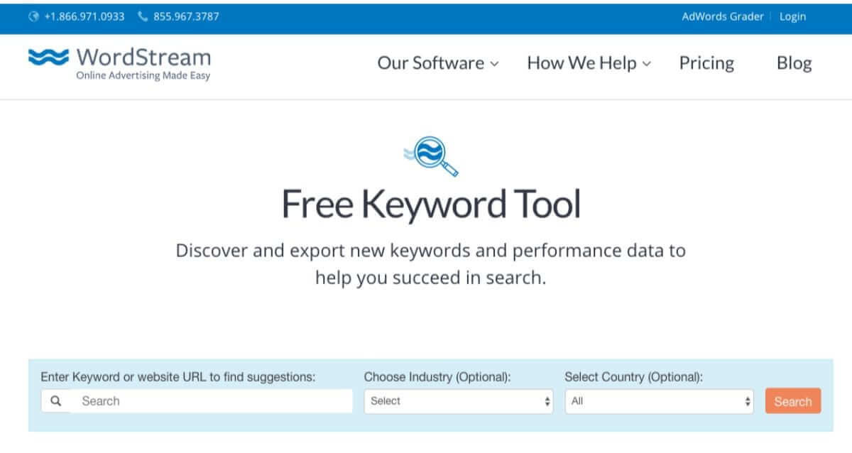 wordstream free keyword research tool