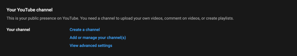 create a channel on youtube