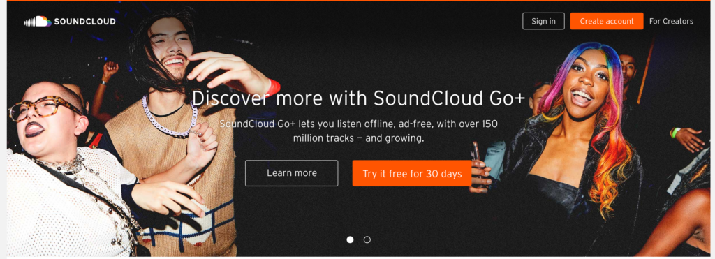 soundcloud home page