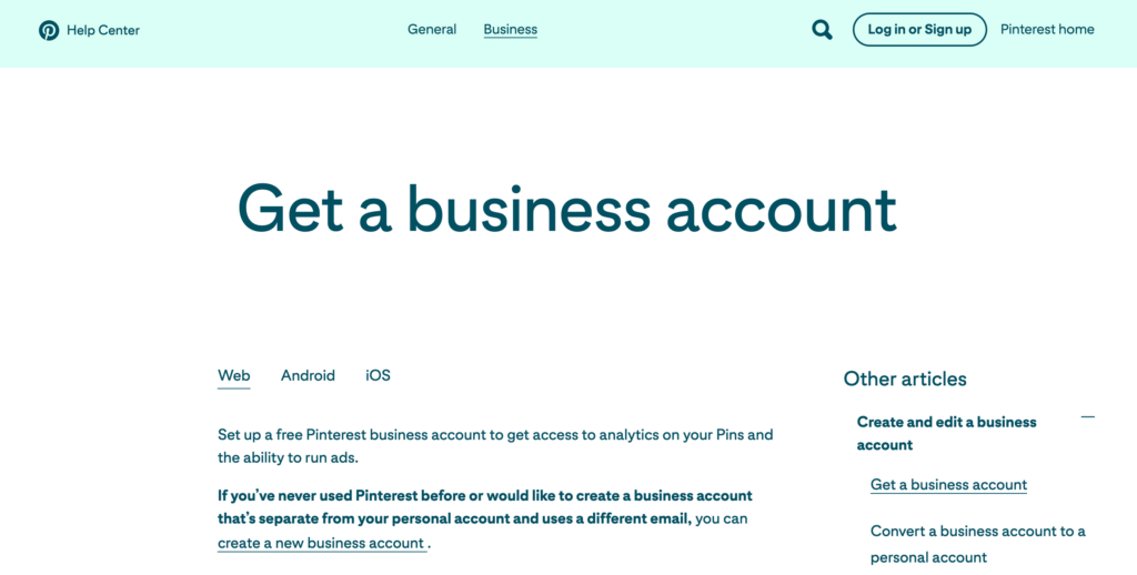 pinterest business account