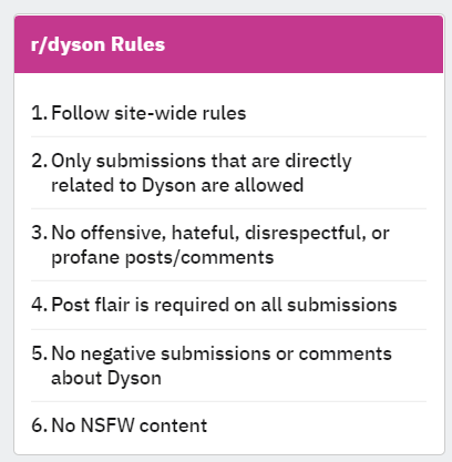r/dyson rules
